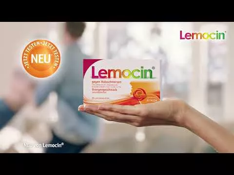 Video o izdelku Lemocin® za vneto grlo z okusom medu in limone, 24 kos