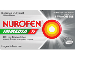 NUROFEN Immedia 400 mg filmsko obložene tablete, 12 kosov