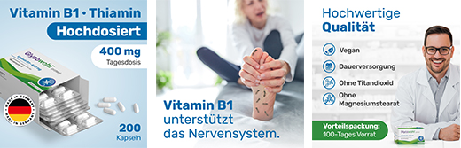 GLYCOWOHL Vitamin B1 tiamin 400 mg kapsule z visokim odmerkom, 200 kosov