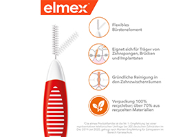 ELMEX Medzobne ščetke ISO velikost 2 0,5 mm rdeče barve, 8 kosov