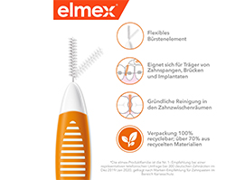 ELMEX Medzobne ščetke ISO velikost 1 0,45 mm oranžne barve, 8 kosov