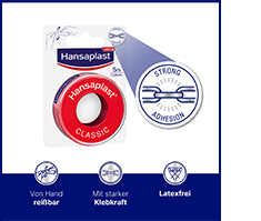 HANSAPLAST Klasični fiksacijski omet 1,25 cm x 5 m, 1 kos