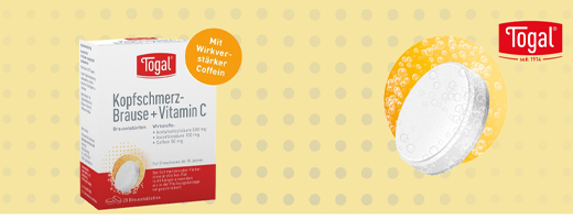 TOGAL Headache Effervescent + Vit.C Effervescent Tablets, 20 kapsul