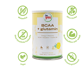 FOR YOU BCAA+glutamin Energija & Recovery Lemon, 480 g