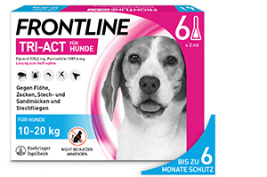 FRONTLINE Tri-Act raztopina za kapanje na pse 10-20 kg, 6 kosov