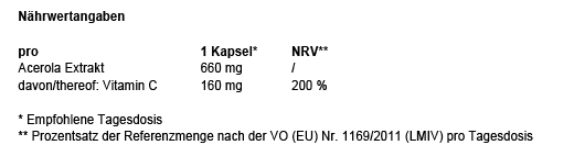 VITAMIN C 160 mg izvleček acerole, čiste veganske kapsule, 180 kapsul