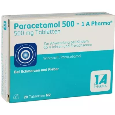 PARACETAMOL 500-1A farmacevtske tablete, 20 kosov