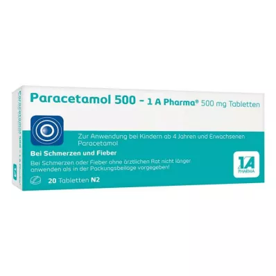 PARACETAMOL 500-1A farmacevtske tablete, 20 kosov