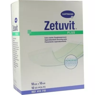 ZETUVIT Plus zelo močna vpojna sterilna kompresa 10x10 cm, 10 kosov