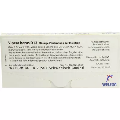 VIPERA BERUS D 12 ampul, 8X1 ml VIPERA BERUS D 12 ampul, 8X1 ml