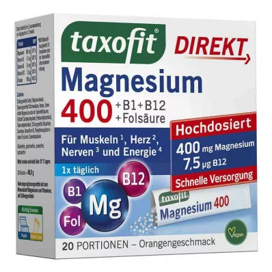 TAXOFIT Magnezij 400+B1+B6+B12+folična kislina 800 gran, 20 kosov TAXOFIT Magnezij 400+B1+B6+B12+folična kislina 800 gran, 20 kosov
