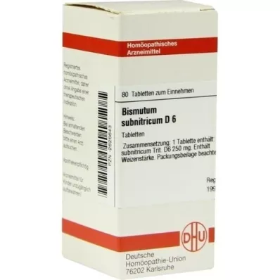 BISMUTUM SUBNITRICUM D 6 tablete, 80 kapsul