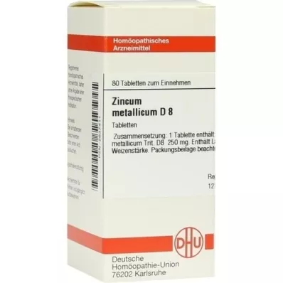 ZINCUM METALLICUM D 8 tablet, 80 kapsul