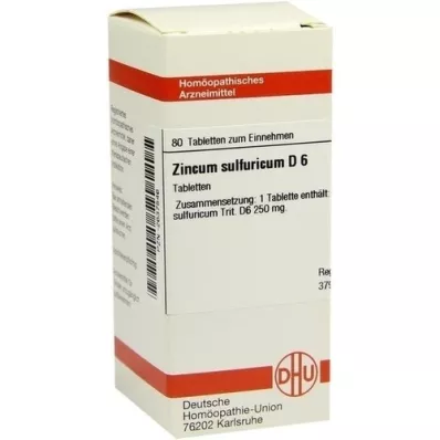 ZINCUM SULFURICUM D 6 tablete, 80 kapsul