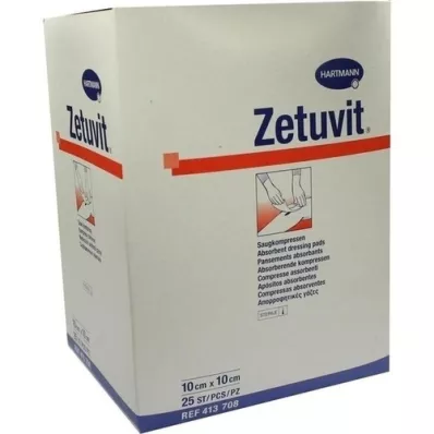 ZETUVIT Sesalne komprese sterilne 10x10 cm, 25 kosov