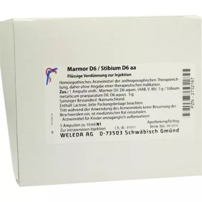 MARMOR Ampule D 6/Stibium D 6 aa, 5X10 ml