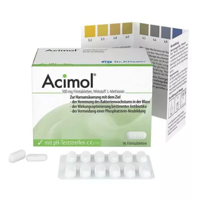 ACIMOL s pH testnimi trakovi filmsko obložene tablete, 96 kosov