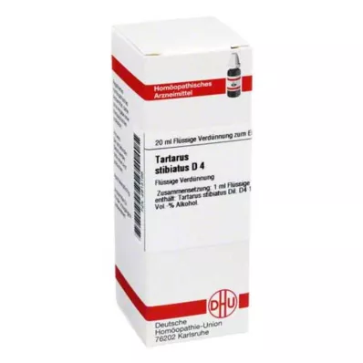 TARTARUS STIBIATUS Raztopina D 4, 20 ml TARTARUS STIBIATUS Raztopina D 4, 20 ml