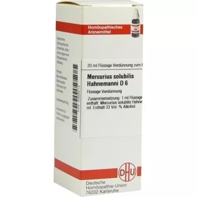 MERCURIUS SOLUBILIS Hahnemanni D 6 Raztopina, 20 ml