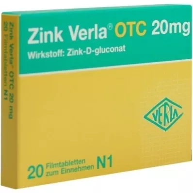 ZINK VERLA OTC 20 mg filmsko obložene tablete, 20 kosov