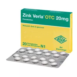 ZINK VERLA OTC 20 mg filmsko obložene tablete, 20 kosov