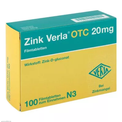 ZINK VERLA OTC 20 mg filmsko obložene tablete, 100 kosov