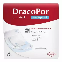 DRACOPOR vodoodporna obloga za rane 8x10 cm, sterilna, 5 kosov
