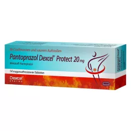 PANTOPRAZOL Dexcel Protect 20 mg enterijsko obložene tablete, 14 kosov