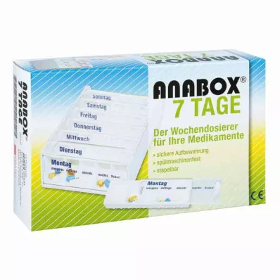 ANABOX 7-dnevni tedenski razdelilnik bele barve, 1 kos ANABOX 7-dnevni tedenski razdelilnik bele barve, 1 kos