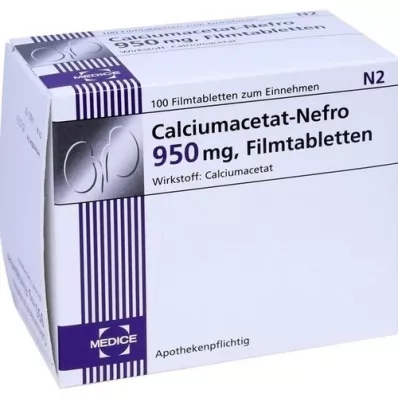 CALCIUMACETAT NEFRO 950 mg filmsko obložene tablete, 100 kosov