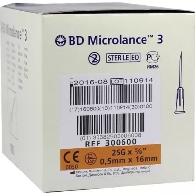 BD MICROLANCE Kanile 25 G 5/8 0,5x16 mm, 100 kosov
