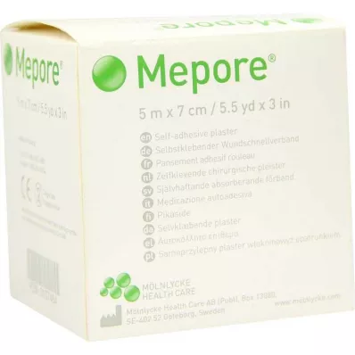 MEPORE Obloga za rane, nesterilna, 7 cmx5 m, 1 kos