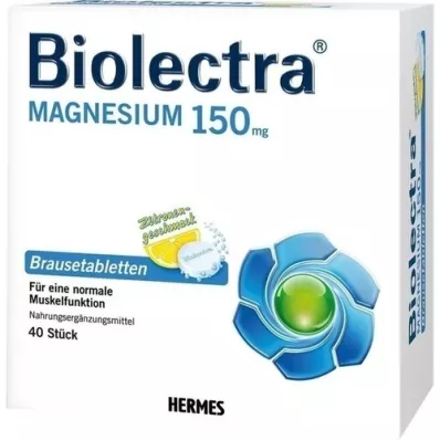 BIOLECTRA Magnezij 150 mg limonine šumeče tablete, 40 kosov