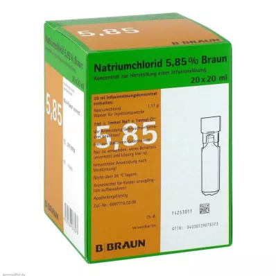 NATRIUMCHLORID 5,85 % rjava MPC Infuzijska raztopina, 20X20 ml