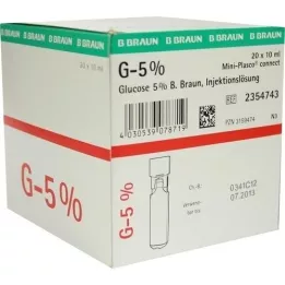 GLUCOSE 5% B.Braun Mini Plasco connect Inj.-Lsg., 20X10 ml