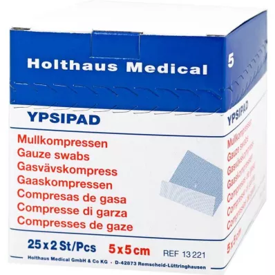 MULLKOMPRESSEN Ypsipad 5x5 cm sterilen 8-kratni, 25X2 kosov