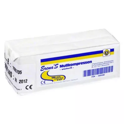 ERENA Kompres iz gaze 5x5 cm nesterilen 8x, 100 kosov ERENA Kompres iz gaze 5x5 cm nesterilen 8x, 100 kosov