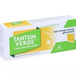TANTUM VERDE 3 mg pastilke z okusom pomaranče in medu, 20 kosov