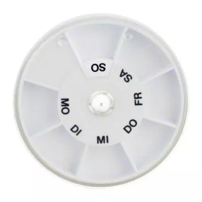 TABLETTENSPENDER Icron 7-predalčni prozorni pokrov okrogle oblike, 1 kos TABLETTENSPENDER Icron 7-predalčni prozorni pokrov okrogle oblike, 1 kos