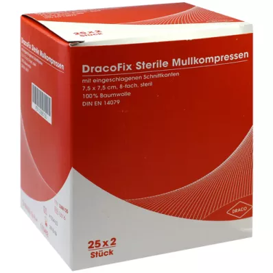 DRACOFIX PEEL Kompresi 7,5x7,5 cm, sterilni, 8-kratni, 25X2 kosov