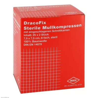 DRACOFIX PEEL Kompresi 7,5x7,5 cm, sterilni, 8-kratni, 25X2 kosov DRACOFIX PEEL Kompresi 7,5x7,5 cm, sterilni, 8-kratni, 25X2 kosov