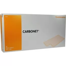 CARBONET Obloga za rane 10x20 cm brez vonja z aktivnim ogljem, 10 kosov