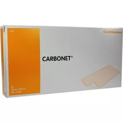 CARBONET Obloga za rane 10x20 cm brez vonja z aktivnim ogljem, 10 kosov