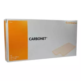 CARBONET Obloga za rane 10x20 cm brez vonja z aktivnim ogljem, 10 kosov
