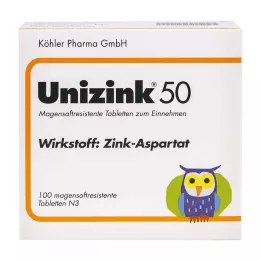 UNIZINK 50 enterično obloženih tablet, 100 kosov