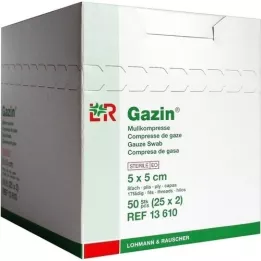 GAZIN Gaza 5x5 cm, sterilna, 8-kratna, 25X2 kosov