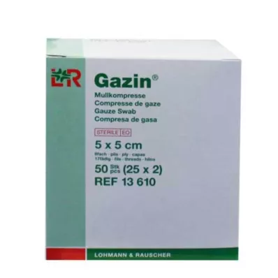 GAZIN Gaza 5x5 cm, sterilna, 8-kratna, 25X2 kosov