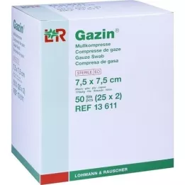 GAZIN Komp. gaza 7,5x7,5 cm, sterilna, 8-kratna, 25X2 kosov