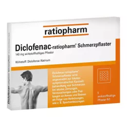 DICLOFENAC-bolečinski obliži ratiopharm, 5 kosov
