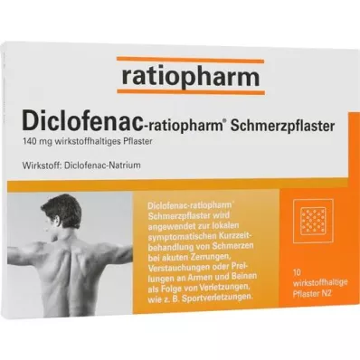 DICLOFENAC-bolečinski obliži ratiopharm, 10 kosov